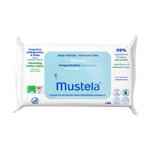 Mustela Compostable Wet Wipes Parfume Free 60 Wipes